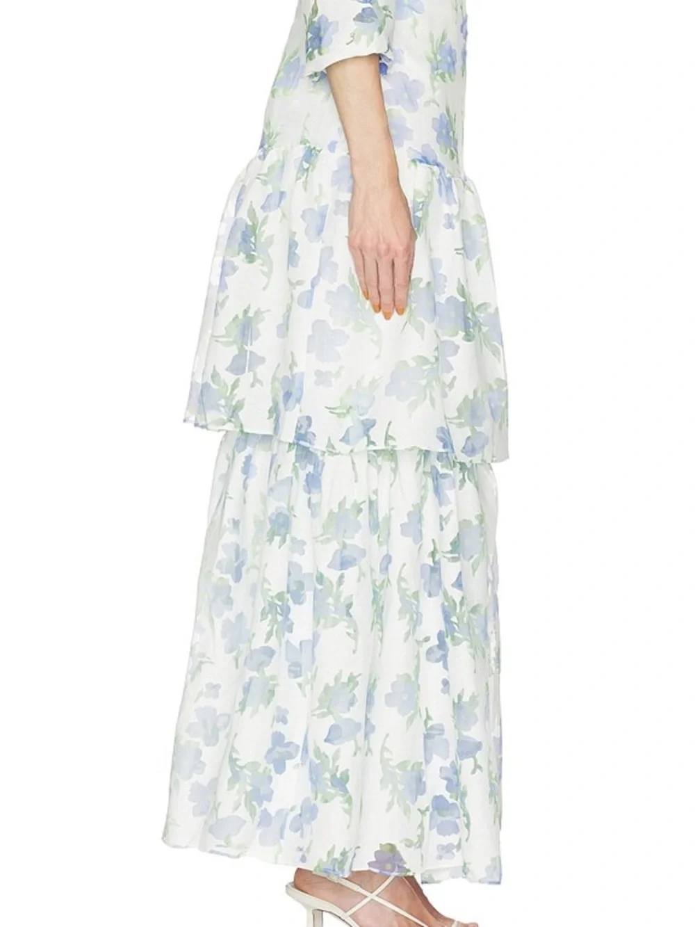 ELLIATT Cleo Ivory Blue Floral Top & Maxi Skirt 2-Piece Set Revolve $420